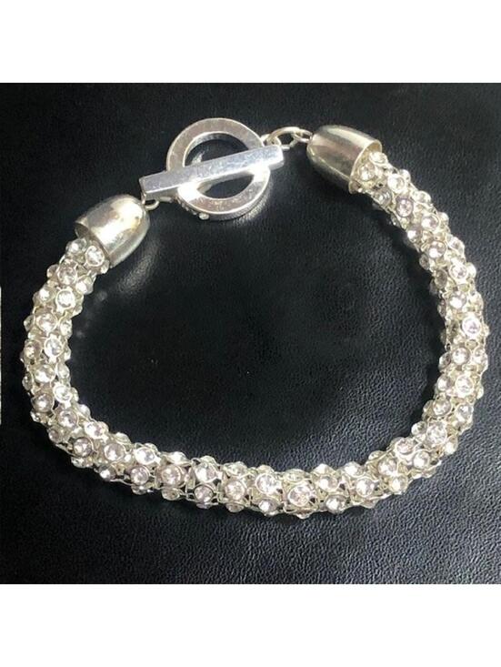 Anne Klein Jewelry - B0064 Anne Klein Crystal Embellished Toggle Bracelet Silver Tone 7.5 Inch